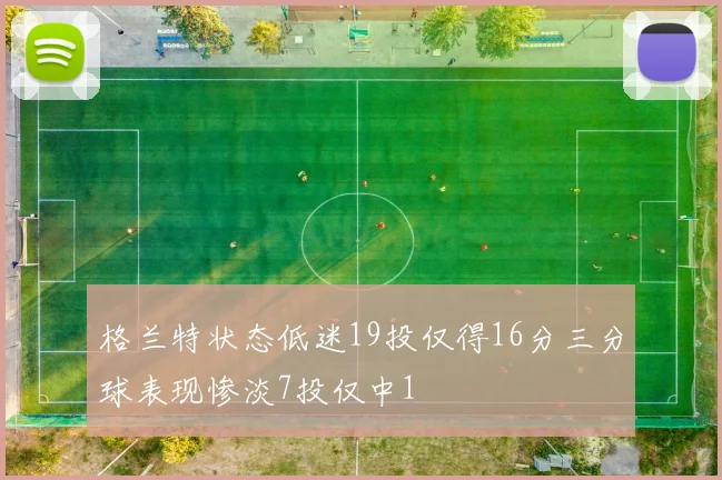 格兰特状态低迷19投仅得16分三分球表现惨淡7投仅中1
